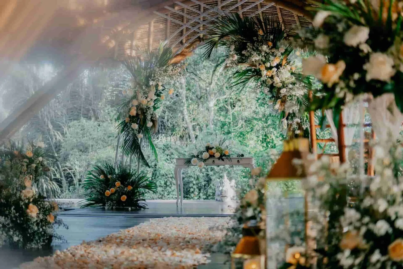 Floral ceremony aisle