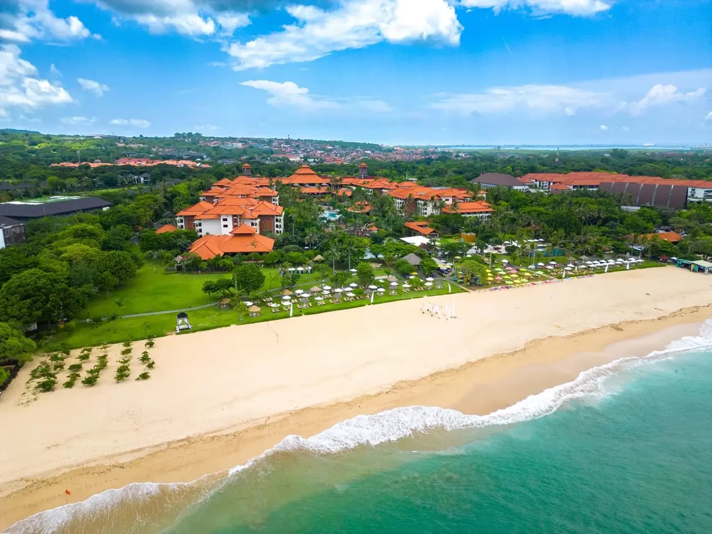 Resort and beach from above