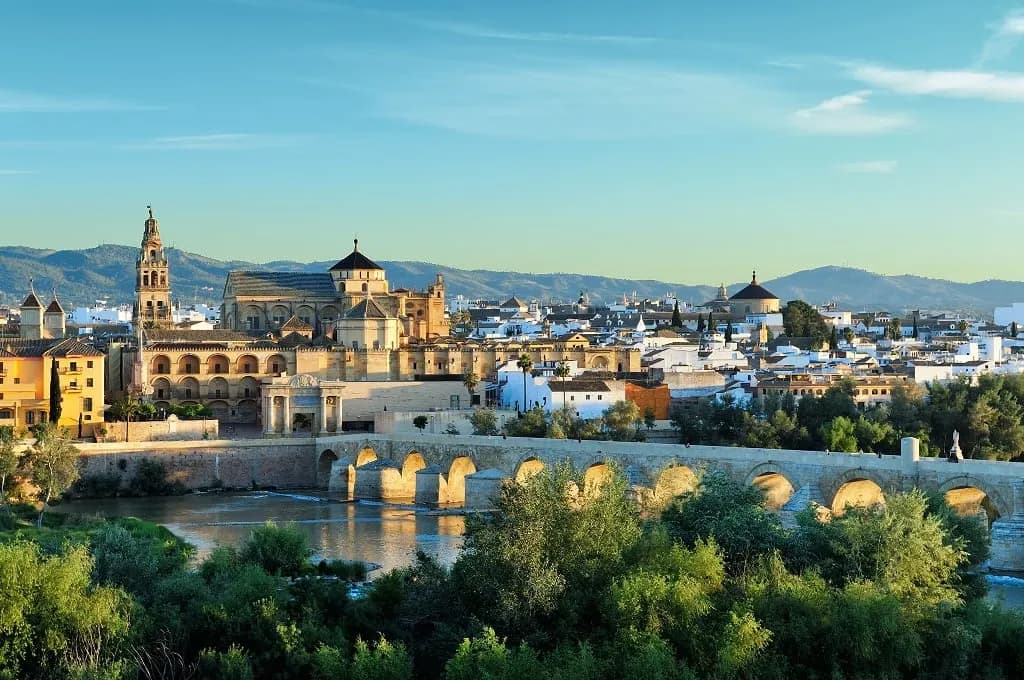 The Roman bridge across the Guadalquivir towards the old town of Córdoba