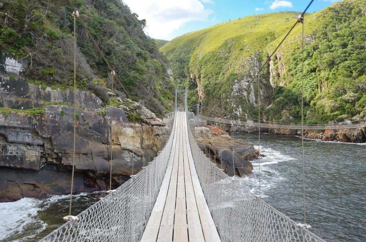 The suspension bridge across the Storms River Mouth in Tsitsikamma