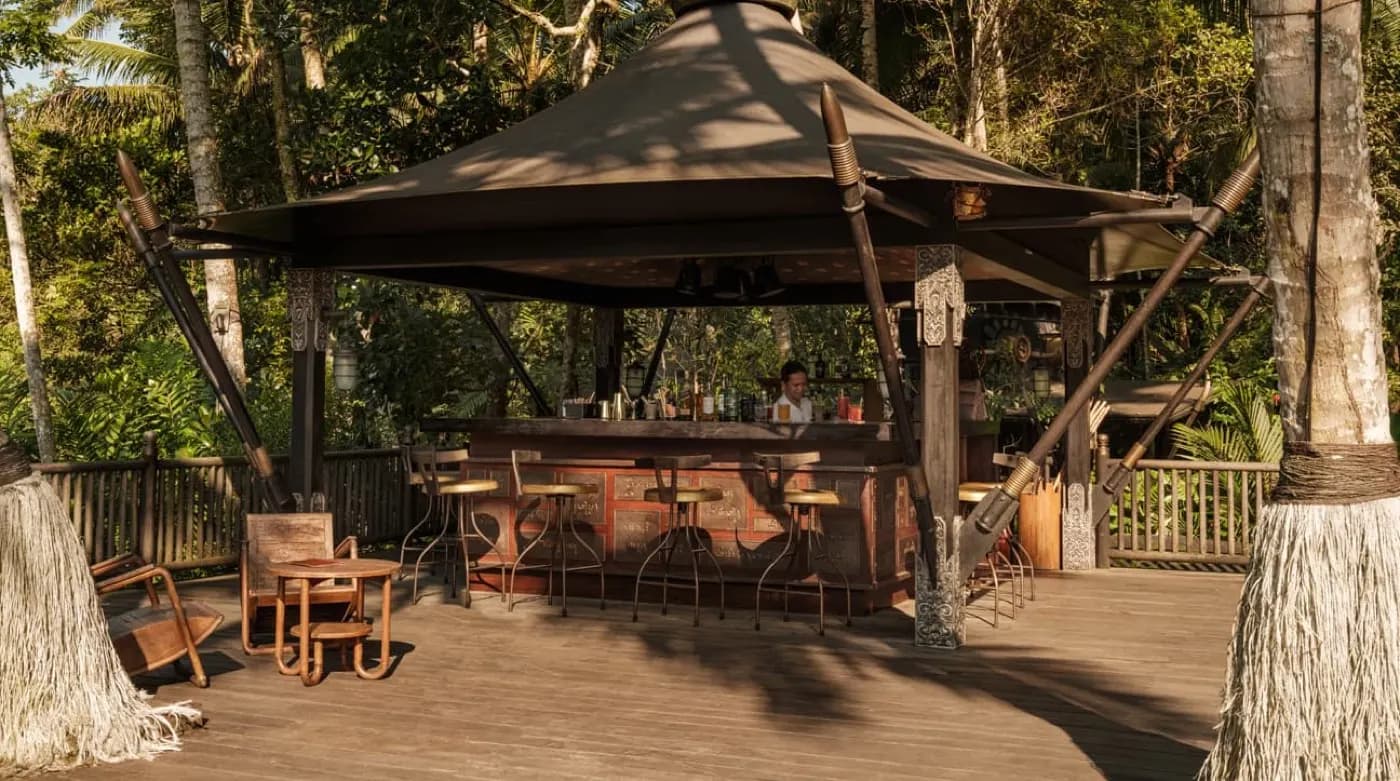 Tented bar deck