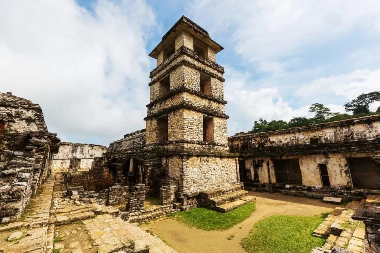 The stone tower of the Palace at the Mayan city of Palenque