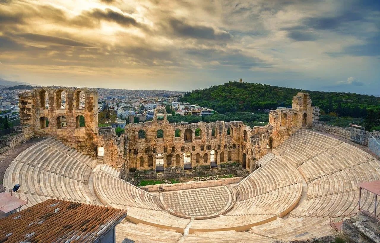 The Odeon of Herodes Atticus on the slope of the Acropolis in Athens