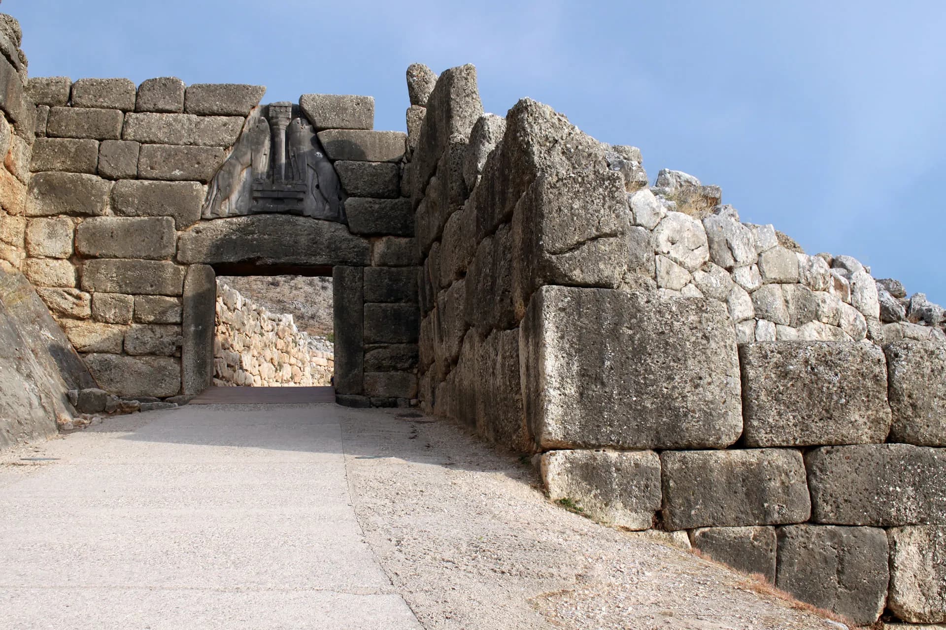 The Lion Gate set into the massive stone walls of Mycenae