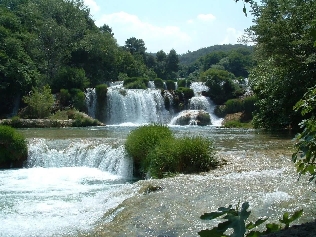 A waterfall and rapids on the Krka river