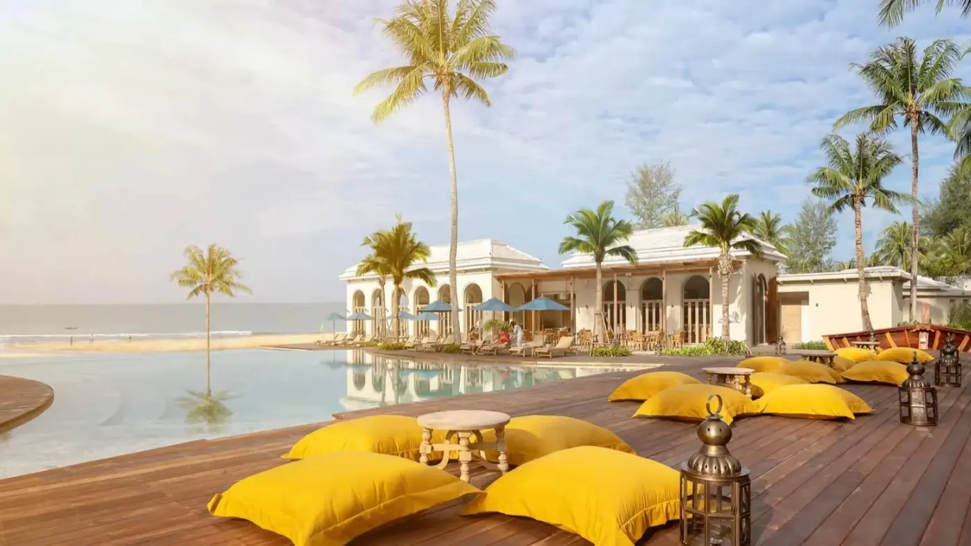 Poolside deck by the sea