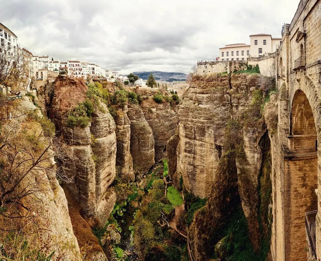 The sheer rock walls of the El Tajo gorge in Ronda