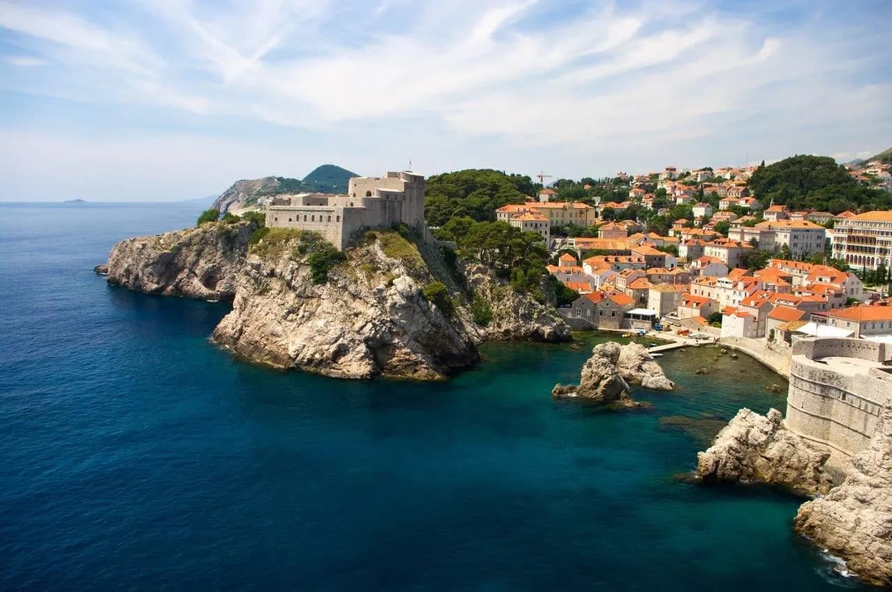 The rocky headland below Lovrijenac fortress and the old town walls