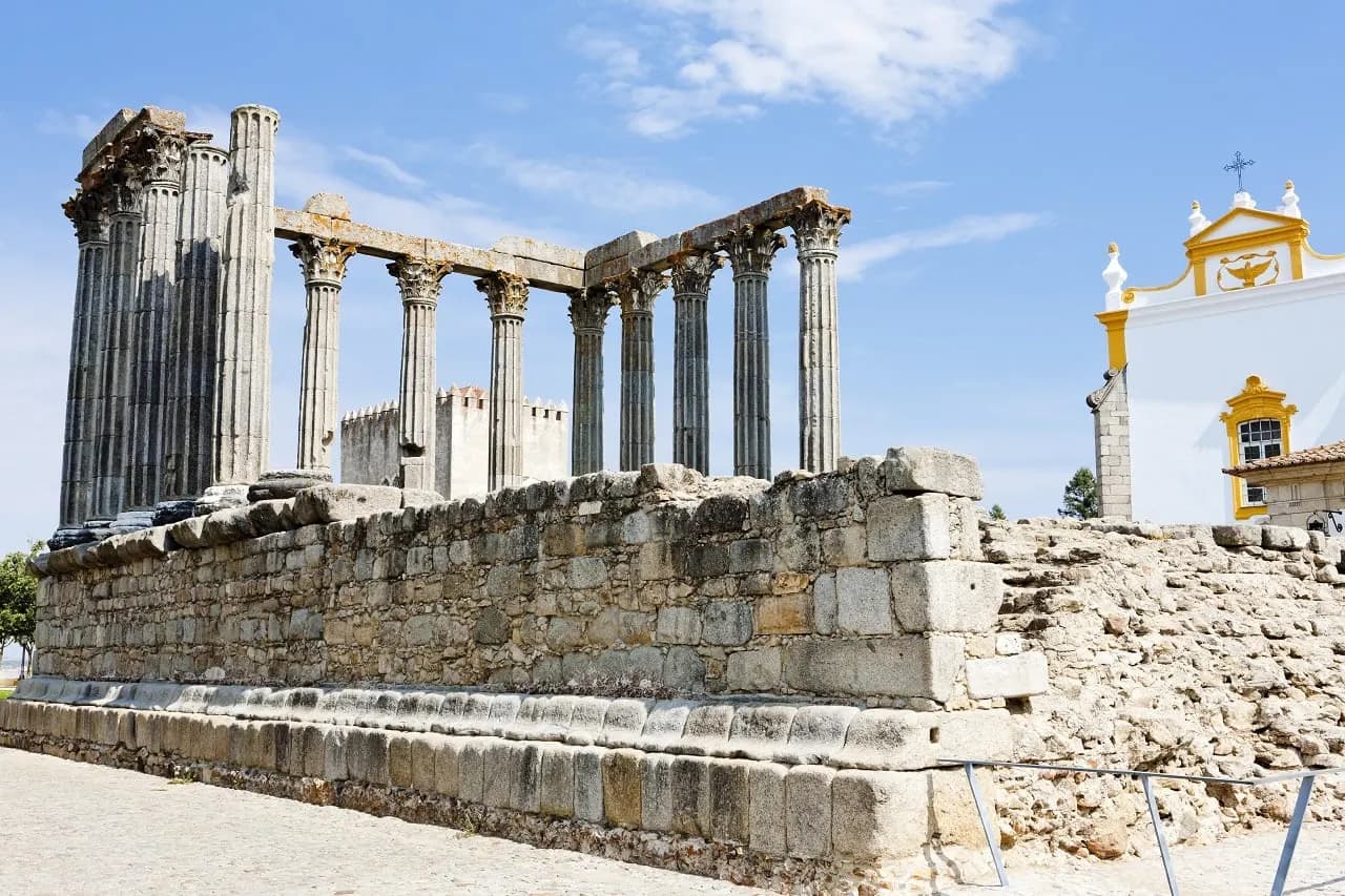 The granite columns of the Roman temple in Évora