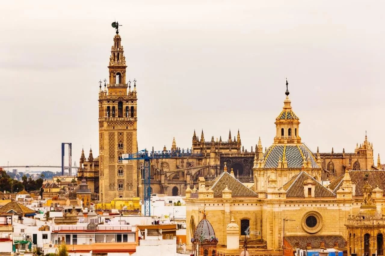 Seville Cathedral and the Giralda tower above the city
