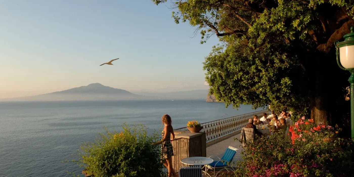 Sea view terrace at sunset