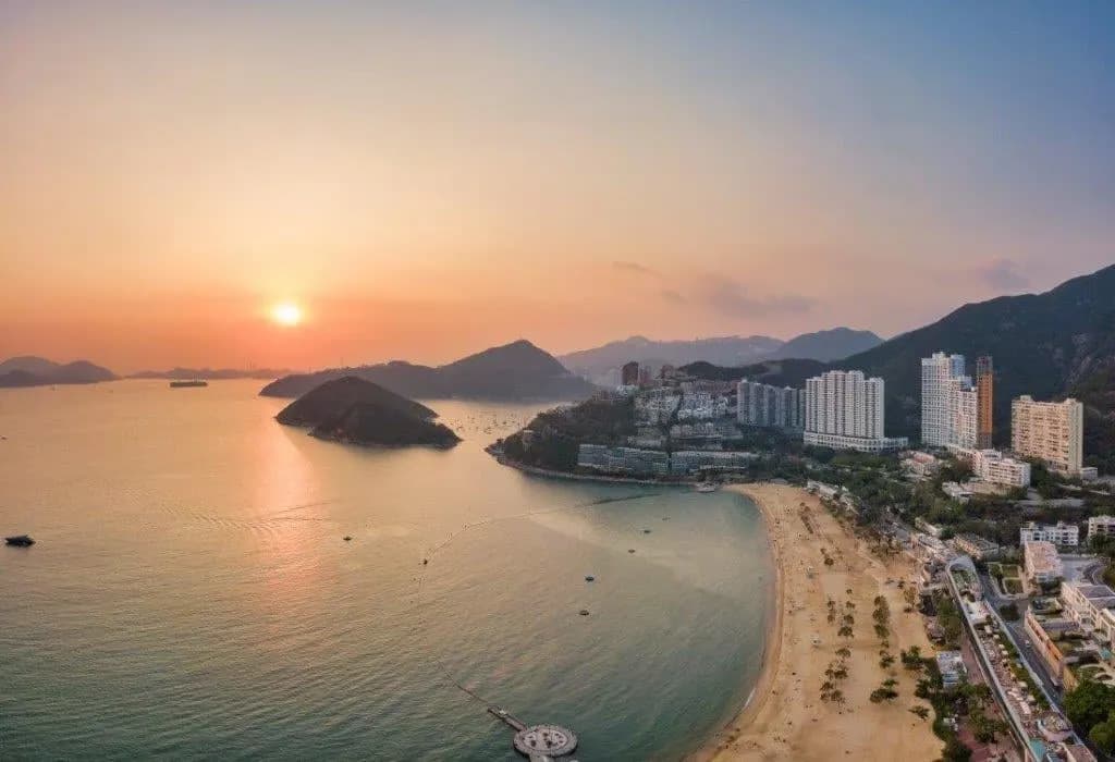 Sunset over Repulse Bay and the islands of the South China Sea
