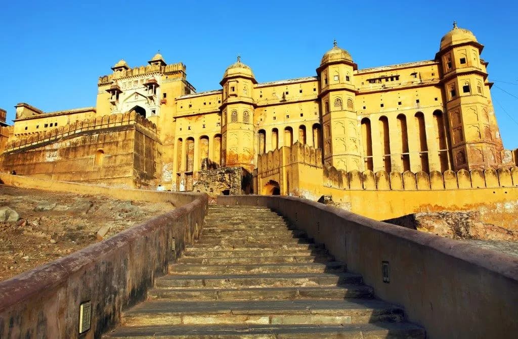 Stone steps up to the Amber Fort near Jaipur
