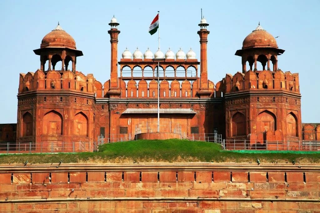 The red sandstone gate of the Red Fort in Delhi
