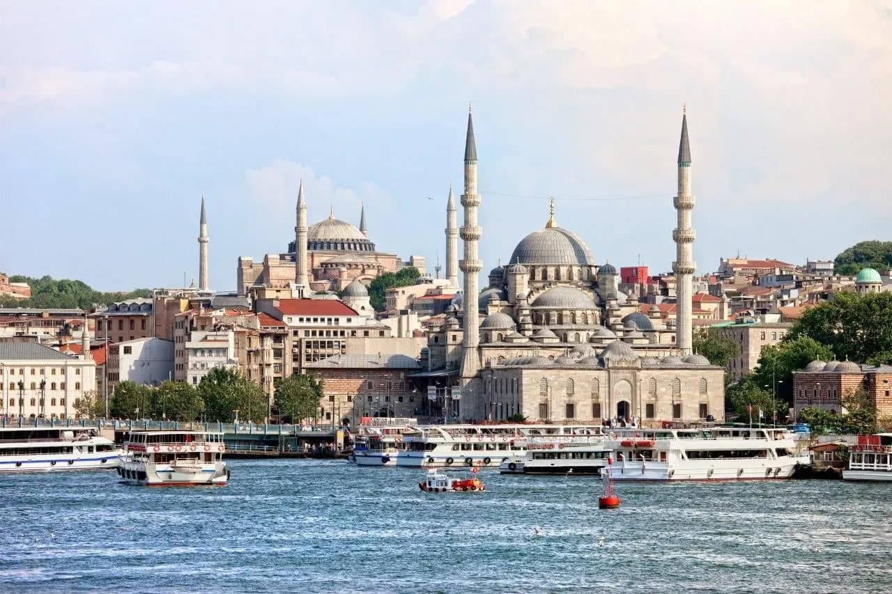 Mosques and minarets on the Istanbul skyline across the water