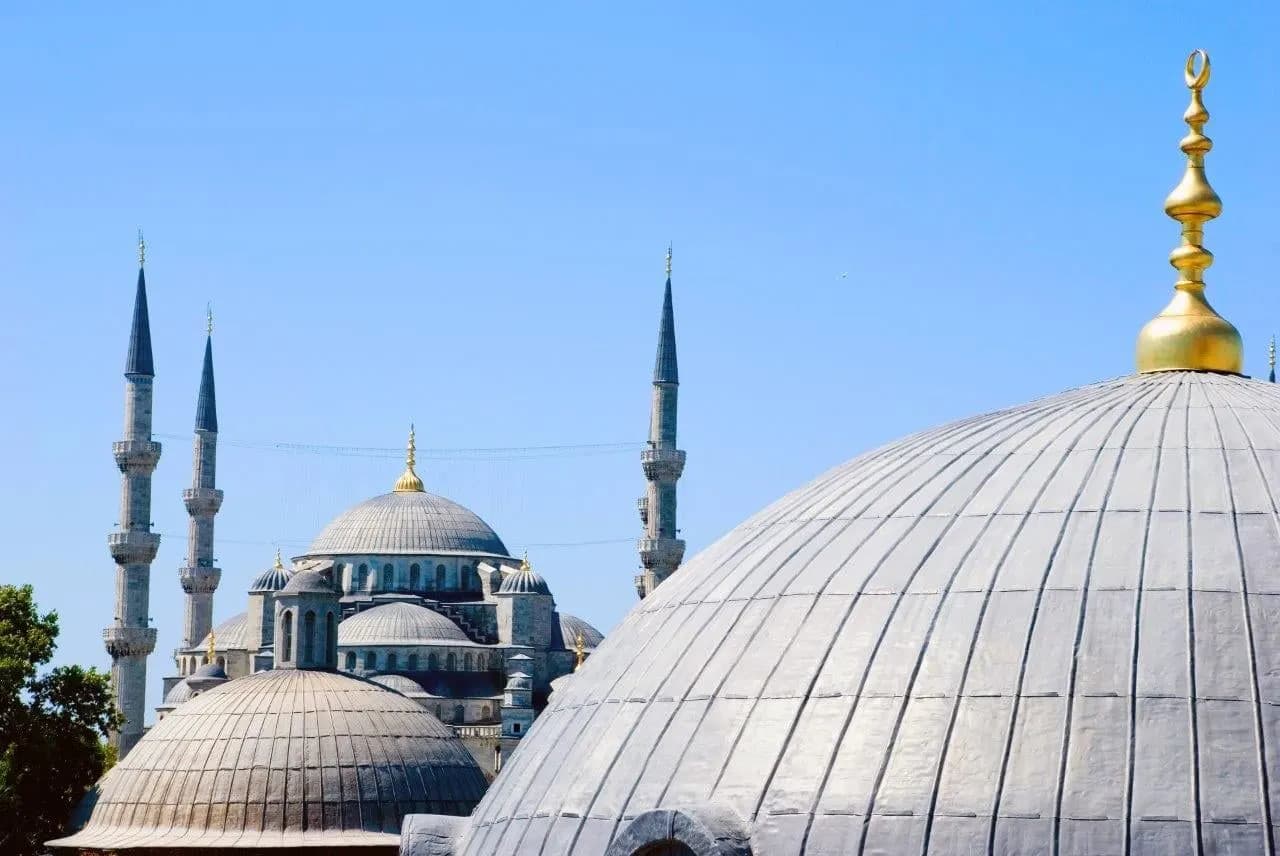 The cascading domes and minarets of the Blue Mosque in Istanbul