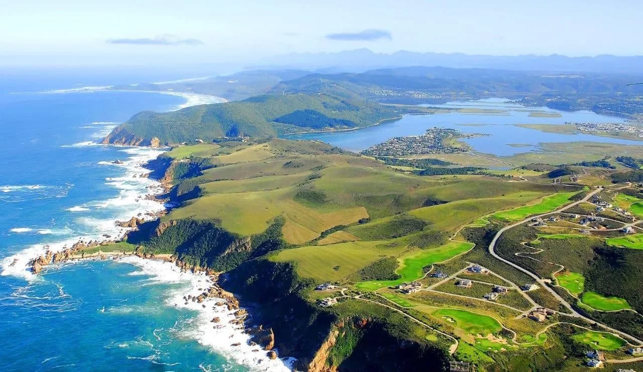 The Garden Route coastline near Knysna and a lagoon seen from the air