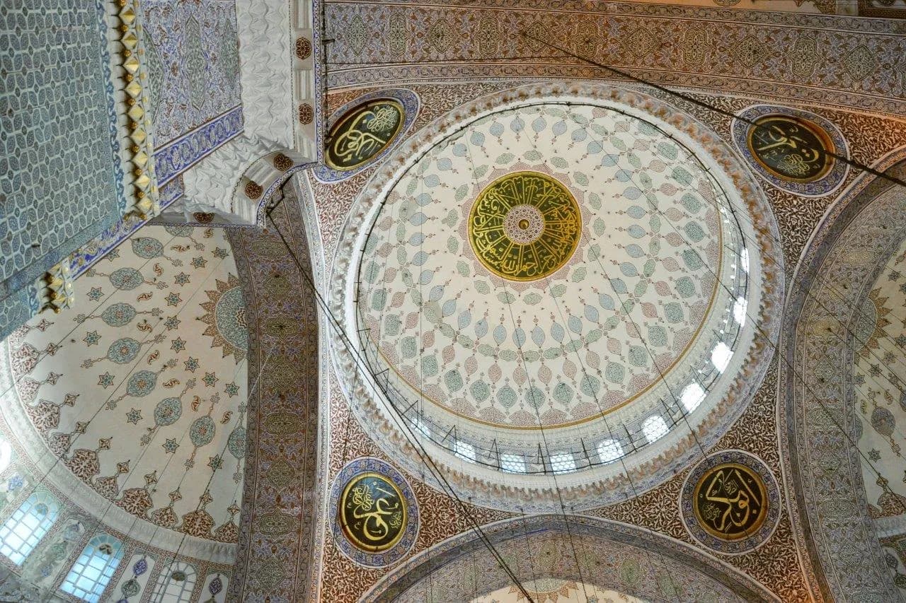 The painted dome inside an Istanbul mosque
