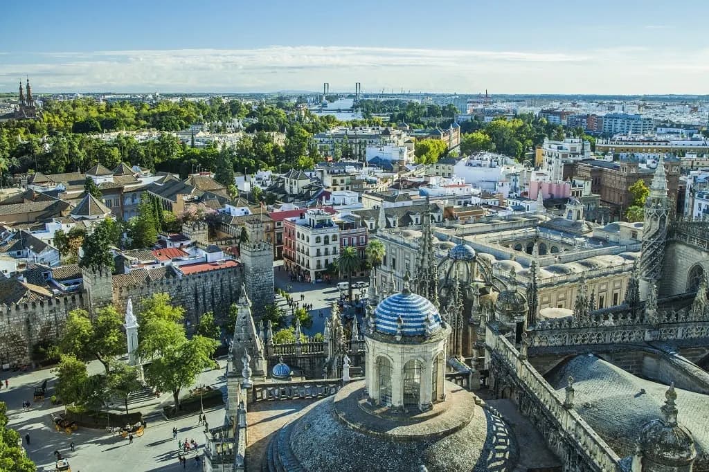 The rooftops and domes of Seville seen from above