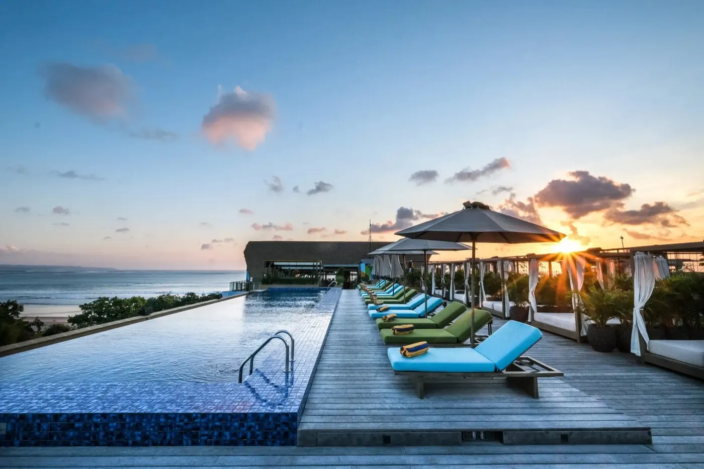 Rooftop pool at sunset