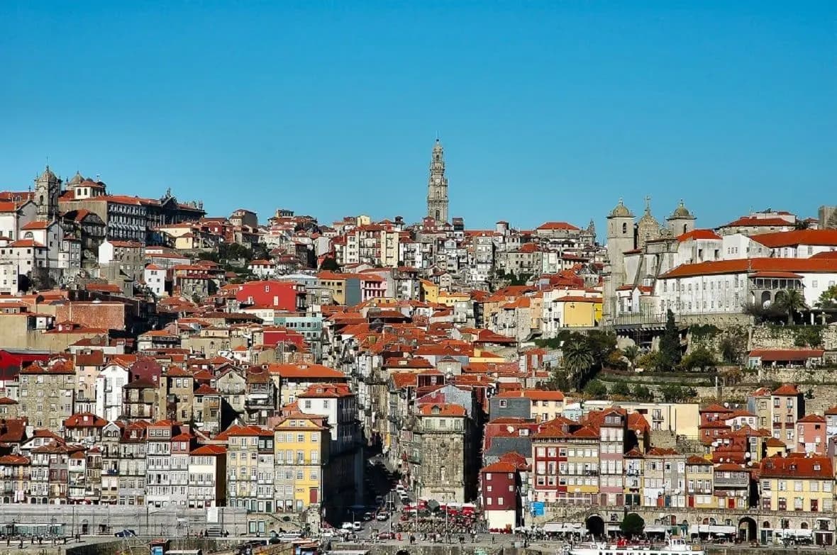 Porto rooftops climbing the hill to the Clérigos tower