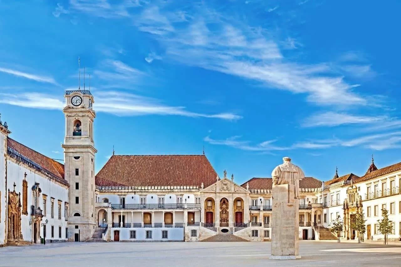 The clock tower and courtyard of the old university in Coimbra