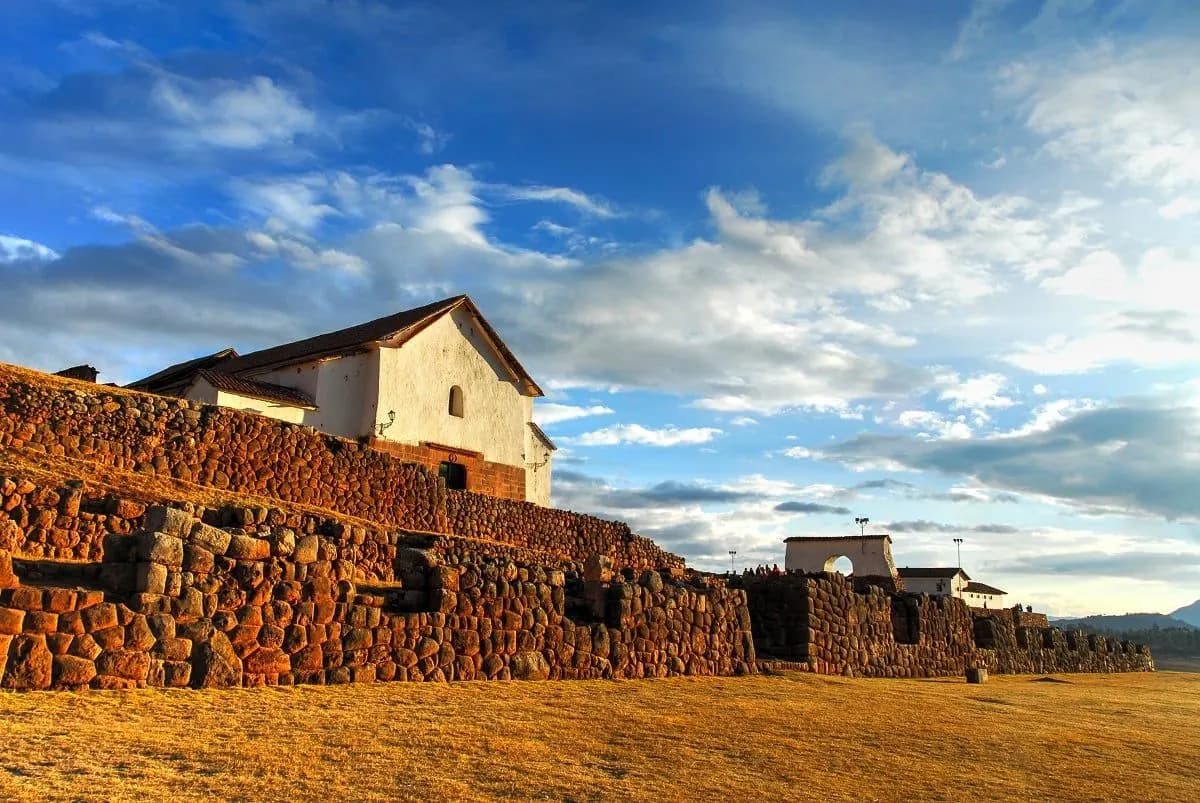 The colonial church at Chinchero above terraced Inca stone walls