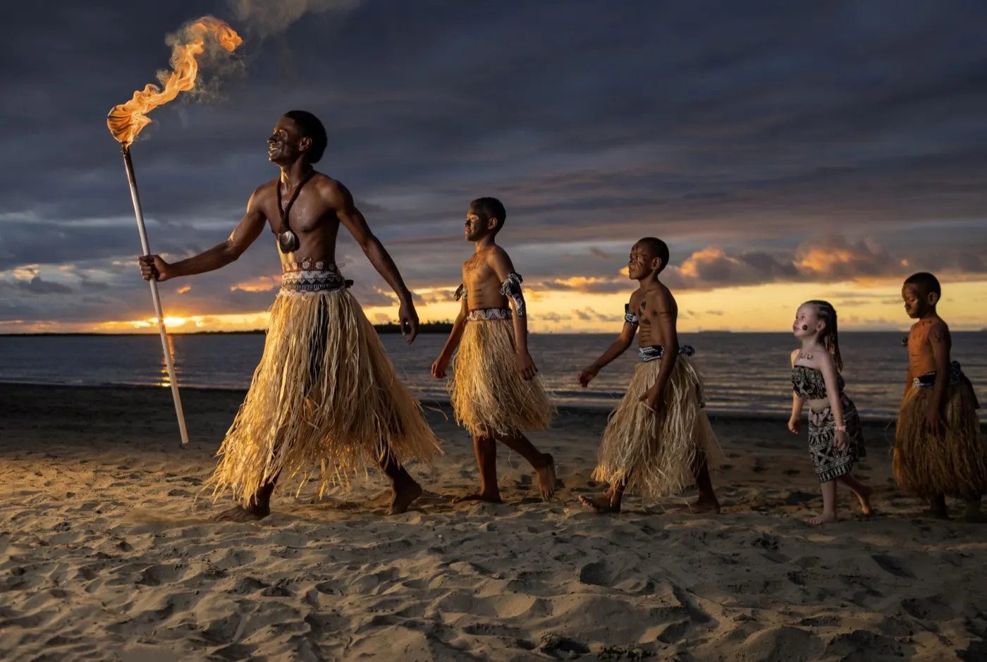 Torch lighting on the beach