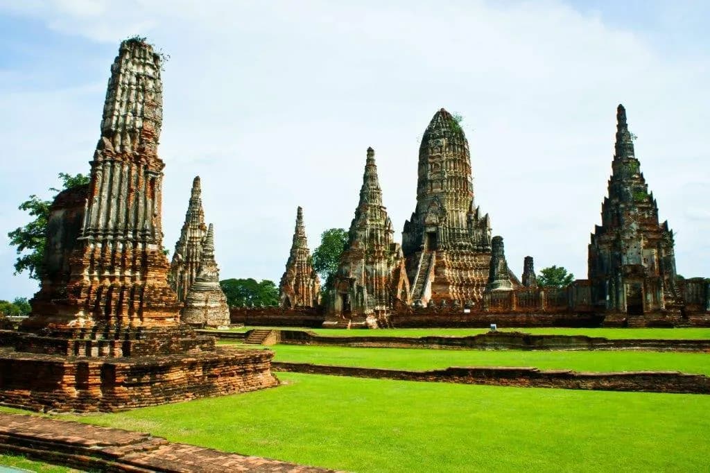 The prangs of Wat Chaiwatthanaram in Ayutthaya