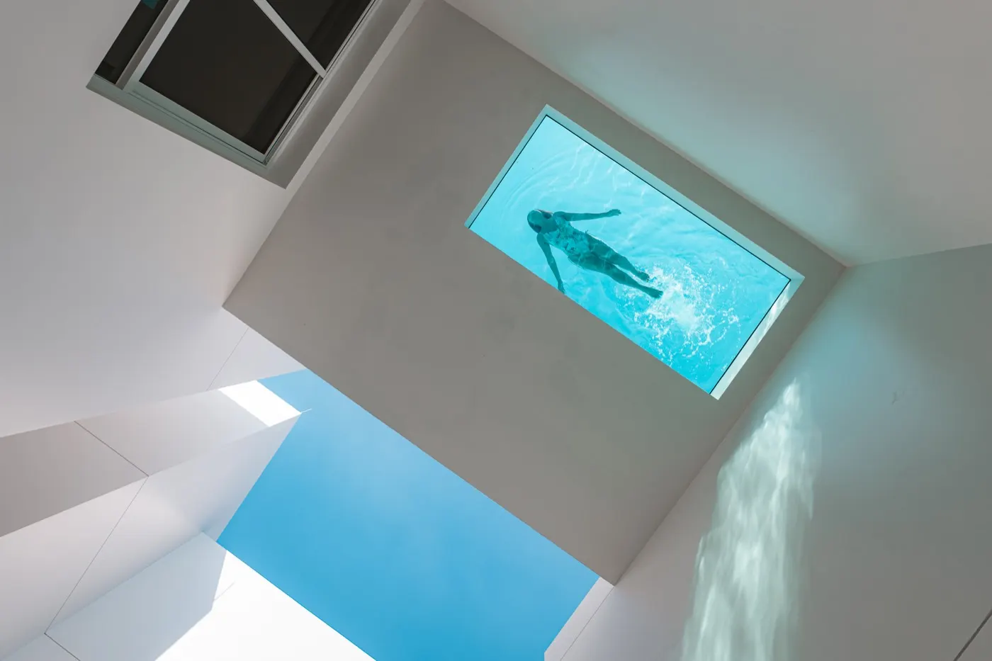 Glass bottom pool from below
