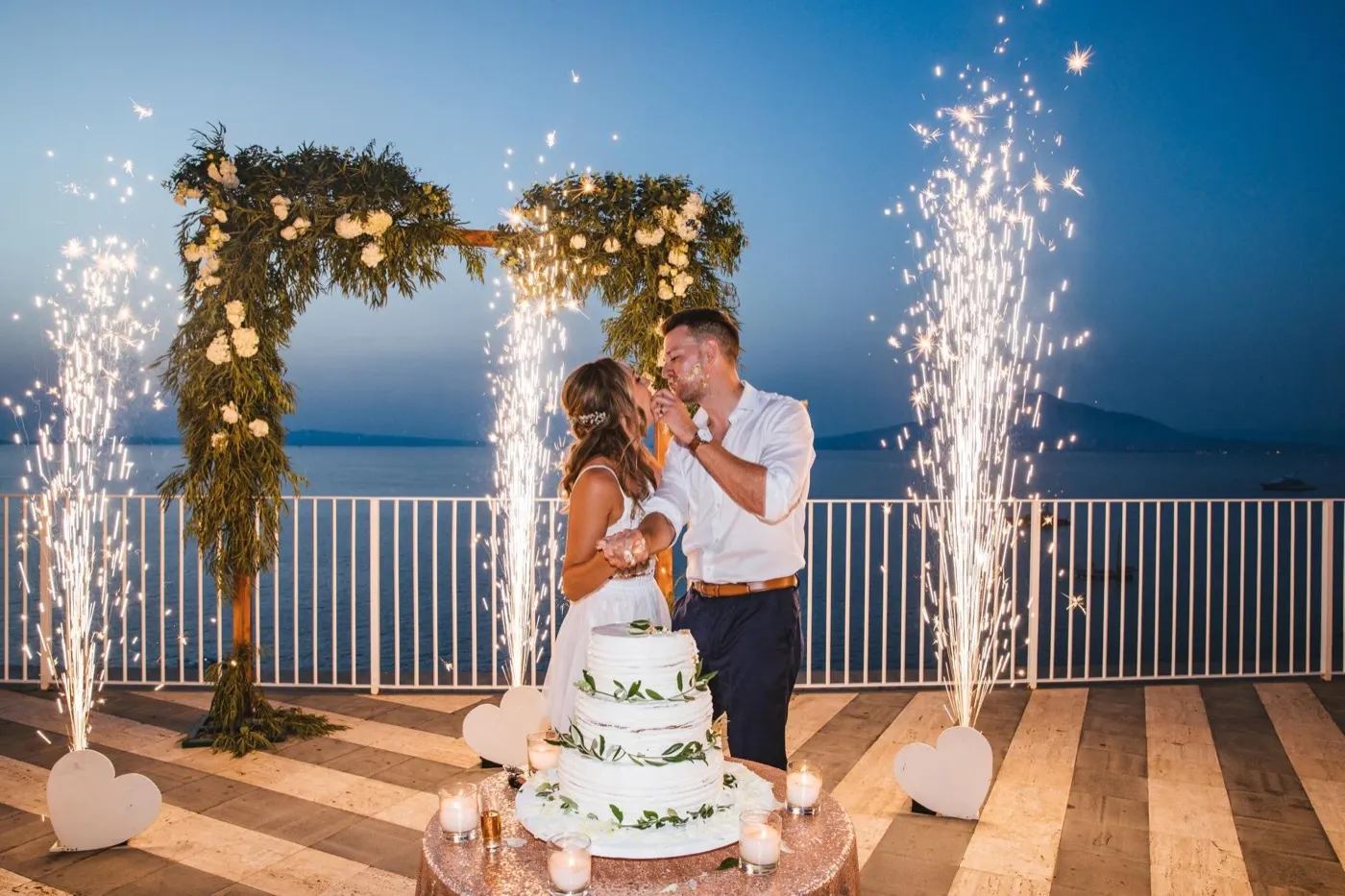 Cake cutting on the terrace