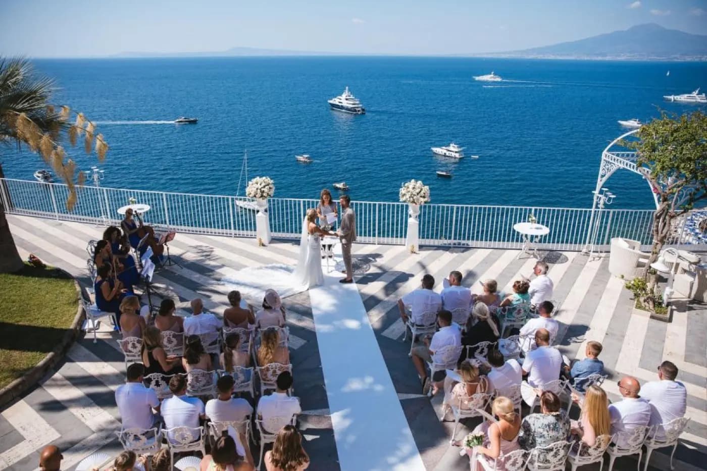 Terrace ceremony over the bay