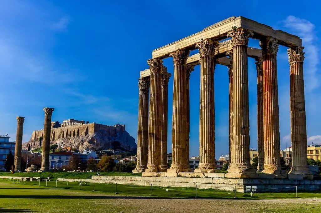 The Temple of Olympian Zeus with the Acropolis behind