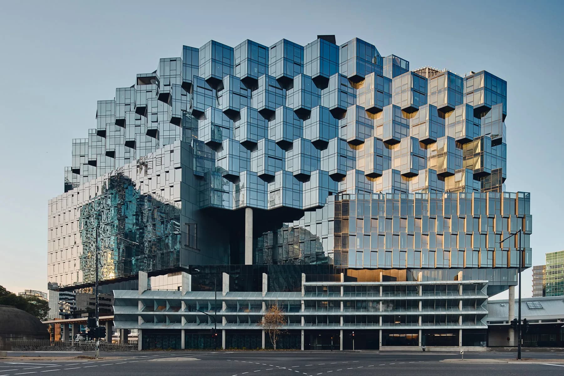 The glass facade of 1 Hotel Melbourne, venue for Wedded World Melbourne