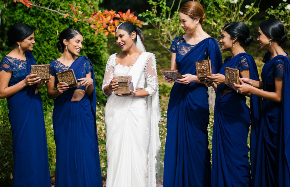 11 Nadhisha's bridesmaids wearing saris from Sri Lanka. Photography by  Hilary Cam Photograph2y