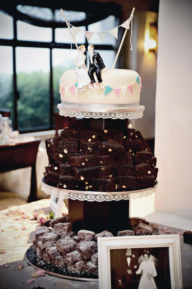 Triple-layer Wedding Cake with Carrot Cake, Brownies and Lamingtons