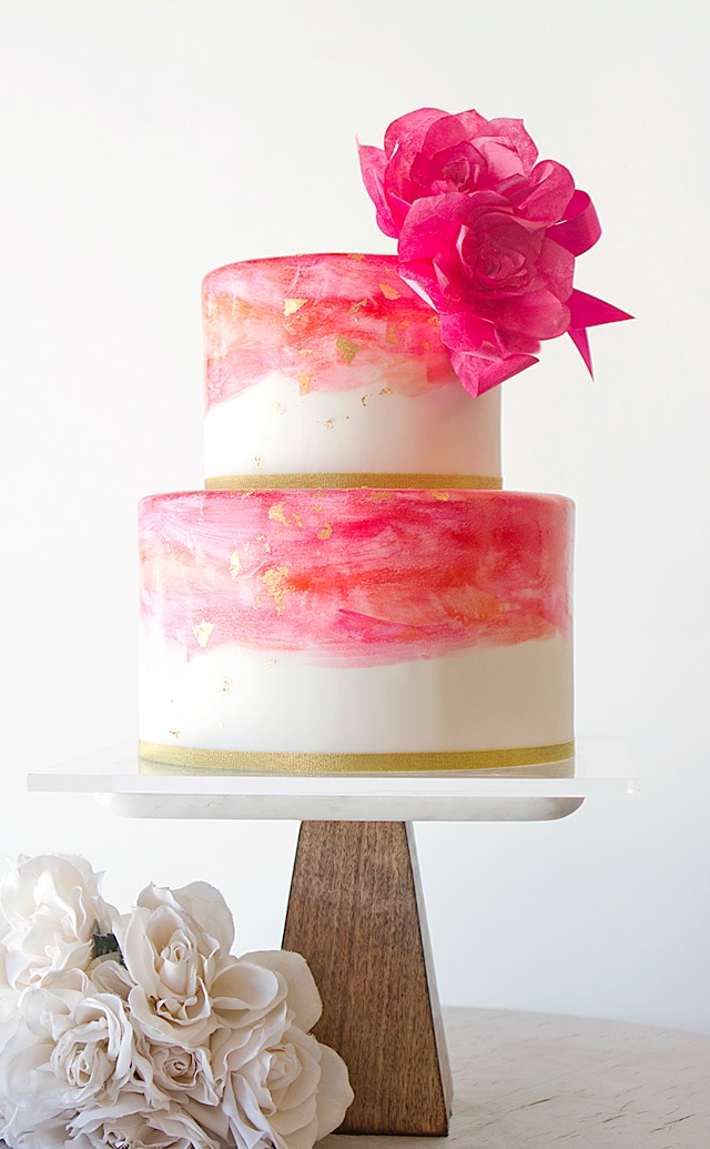 watercolour wedding cake