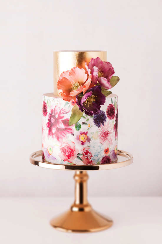 spring watercolour wedding cake 