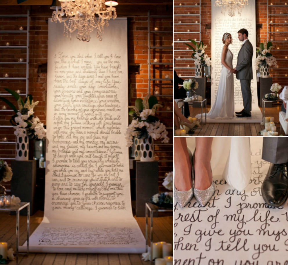 caligraphy wedding aisle 