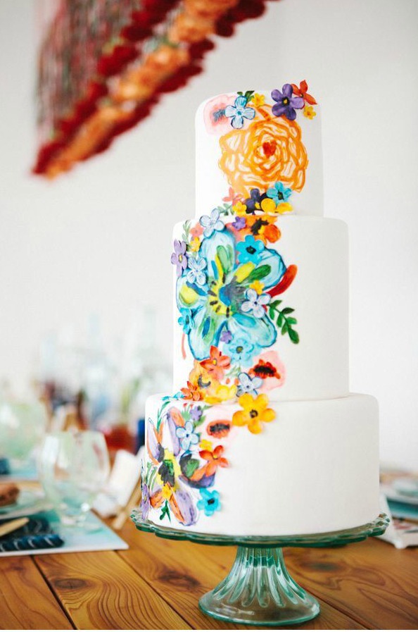 watercolour wedding cake