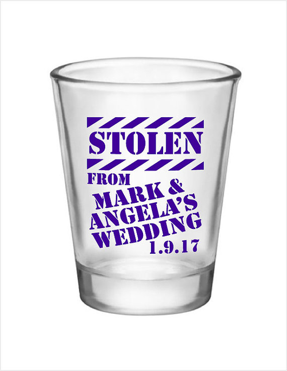 funny wedding favour shot glass 