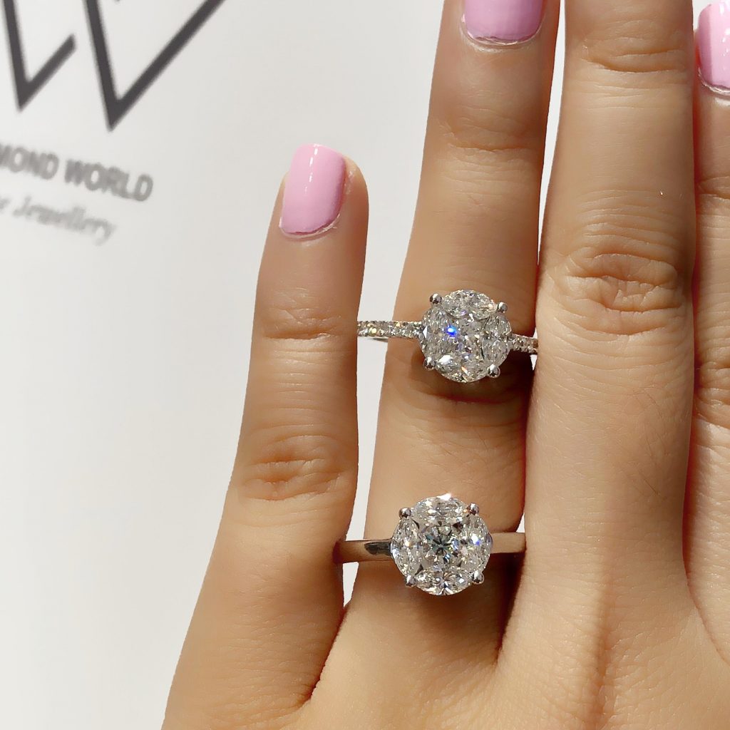 two slim band diamond engagement rings