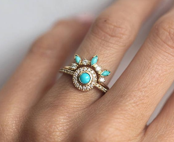 three stone dreamcatcher turquoise ring