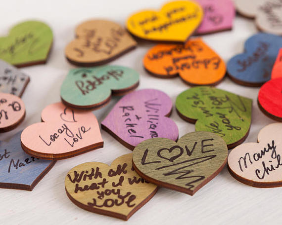 wooden love hearts guest book etsy