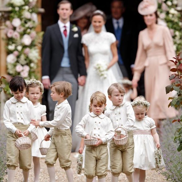 Prince George leading pageboys at wedding 