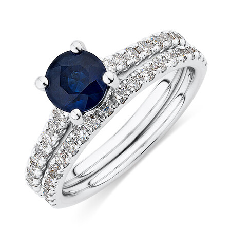 Details about   Sapphire & Diamond Ring Set in Sterling Silver BSL-MR2907SW 