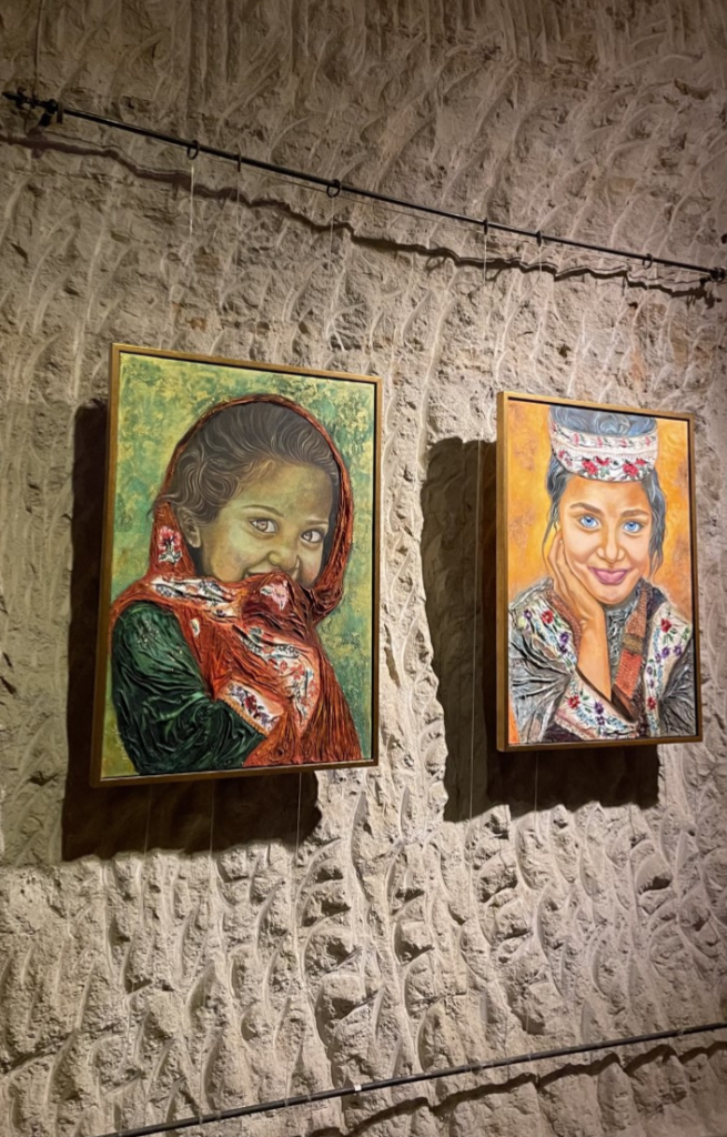 Portraits of two young girls in the Ceramics museum in Turkey