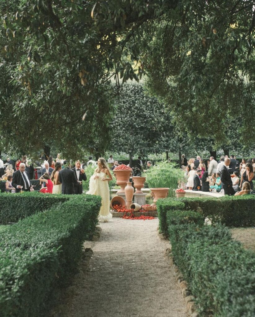 A garden wedding in Italy.
