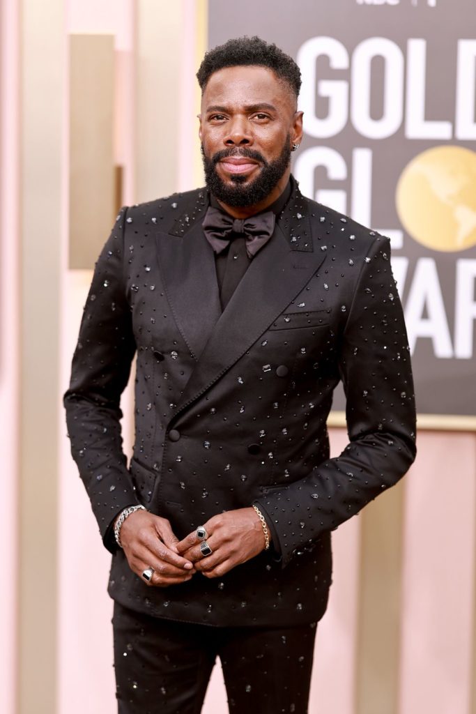 Colman Domingo wearing a Dolce & Gabbana suit covered in sparkling embellishments