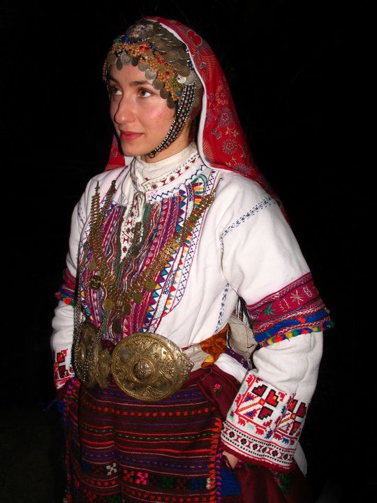 The Bulgarian traditional wedding outfit the colorfully embroidered Saya.